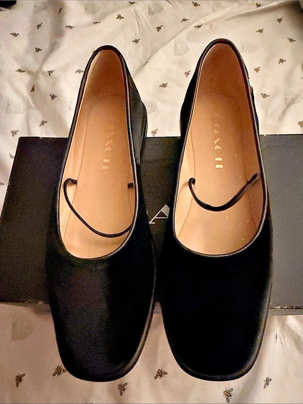 Coach Emilia Velvet MJ Black Mary Jane Flats US 5 NWT